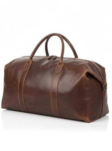 SID & VAIN Sac de Voyage Cuir véritable Chester fourre-Tout Besace Week-End Vacances 56 cm XXL Grand pour Hommes Sac Sport Bagages Cabine à Main Marron