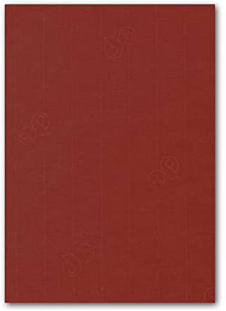 50 Stück - Artoz Serie 1001 Papier Bogen gerippt - 100g/qm - DIN A4, 297 x 210mm, hochwertig, weinrot