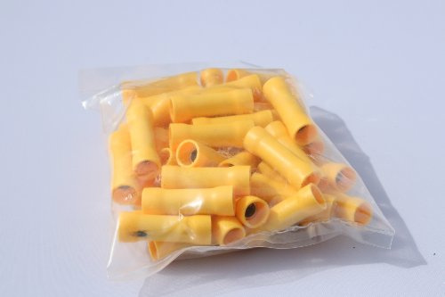 profitec 50 Stück Kabelschuh Stossverbinder Rundverbinder gelb für Kabel 4 mm² - 6 mm²