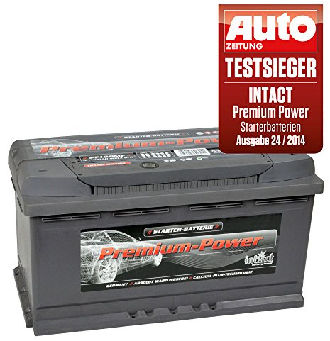 intAct Premium Starterbatterie 12V 100Ah 900A - Autobatterie mit 30% mehr Startleistung und Schnellladetechnik - auslaufsicher und wartungsfrei - Maße (LxBxH): 353x175x190mm, Pluspol rechts