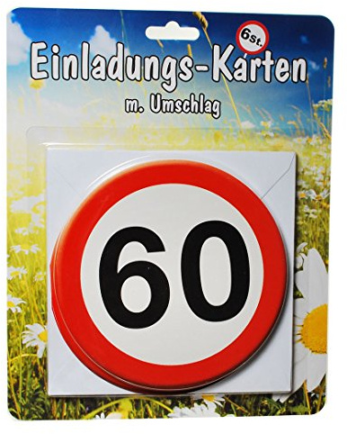 1 Set Einladungskarten mit Umschlag zum 60. Geburtstag