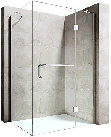 Durovin Bathrooms 900 x 700mm Shower Enclosure - Hinged Door with Towel Rail - 8mm Safety Clear Glass - L Shape Rectangula Shower Cubicle