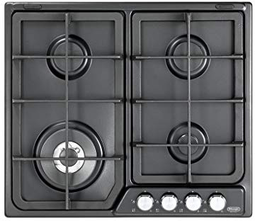 Delonghi PFA46GH Plateau de cuisson 4 feux 1 double couronne gaz 58 cm grilles en fonte anthracite