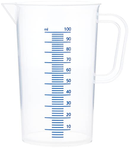 neoLab - Messbecher 100ml aus Polypropylen autoklavierbar - Milchig transparenter Messbecher aus Kunststoff 10ml Skalierung in blau - Bruchsicher & spülmaschinenfeste Messkanne mit Ausguss und Griff