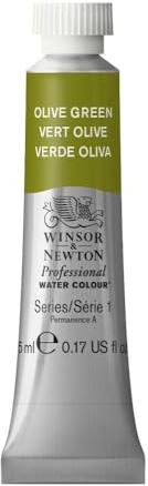 Winsor & Newton 102447 5 ml Tube Professional Water Colour, Olive Green