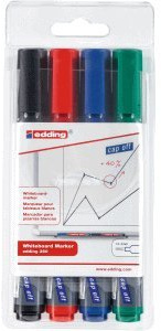 Edding 360/4 S – Marker Stifte (schwarz, blau, grün, rot, schwarz, blau, grün, rot)