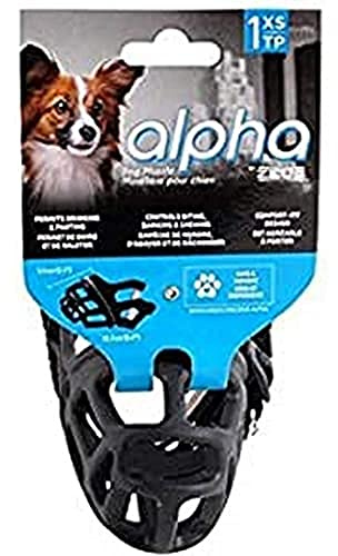 Zeus Alpha TPR-Maulkorb für extra kleine Hunde, Größe XS, Comfort Fit Design verhindert Beißen, Bellen und Kauen, Schwarz