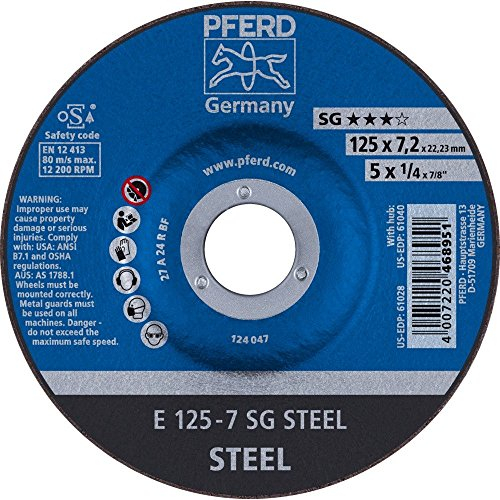 Pferd 62212626 Schruppscheibe Stahl E125-7A24R SG, 7.2mm x 125mm x 22.23mm