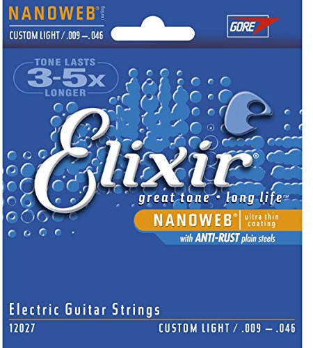 Elixir 12027 Elektrische Gitarre aus beschichtetem Nanoweb - Custom Light 9-46 (, 2 Packungen)