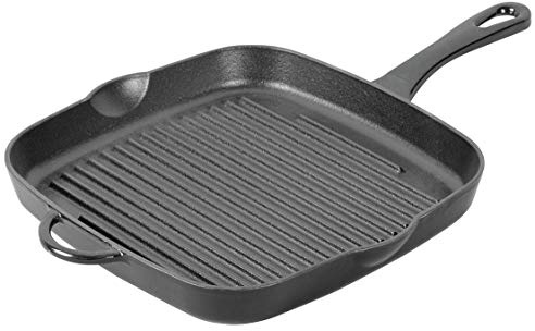 Küchenprofi Grillpfanne PROVENCE aus Gusseisen mit robuster Emaille , Geeignet für alle Herdarten inkl. Induktion , Backofen- und Spülmaschinengeeignet , Ideal zum Grillen von Fleisch und Gemüse