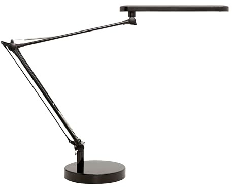 Unilux, Lámpara de Escritorio LED Mambo, Doble Brazo con Triple Articulación, Color Negro