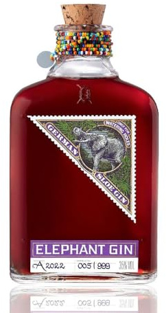 Elephant Sloe Gin mit Maasai Glasperlen - Leicht süß und feinfruchtig - Perfekt pur auf Eis, als Gin & Tonic und als Cocktail-Mixer für Negroni -35% vol., 500ml