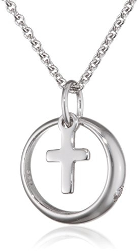Xaana Taufkette Taufring mit Zirkonia und Kreuzchen-Einhänger inkl. Kette 36/38 cm 925er Sterlingsilber AMZ0385