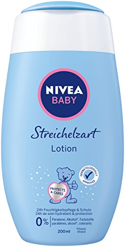 NIVEA BABY Streichelzart Lotion (200 ml), Feuchtigkeitspflege pflegt zarte Babyhaut mit Aloe Vera, Baby Lotion spendet intensive Feuchtigkeit
