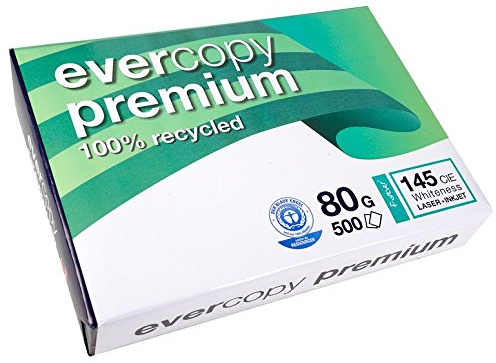 Evercopy Karton 2500 Blatt Papier 80 g A4 210 x 297 mm Engel zertifiziert blau Premium weiß