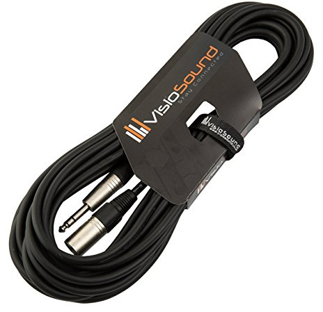 VisioSound Male XLR to 6.35mm Stereo TRS Jack Lead Audio Cable (Black, 10m) | Noiseless OFC Balanced Signal, Audio, Speaker, Patch Cable / 10 Colours
