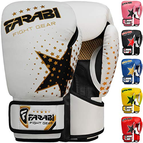 FARABI Kinder-Boxhandschuhe, MMA, Muay Thai, Junior-Boxsack-Handschuhe, weiß 113 g