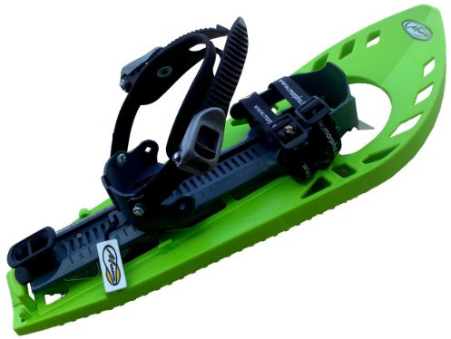 Morpho 13MHRAQYDLCECOGB - Racchette da Neve da Adulto Supertrimmy Light con Cinturino Caviglia a Doppia Fibbia Stile Snowboard, Senza Imbottitura, Misura Piccola, Colore: Verde/Grigio