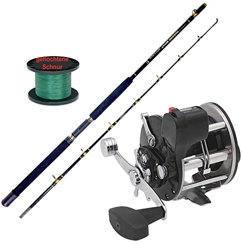 Norwegen Angelset Rute + Penn Multirolle mit Zählwerk + Schnur Meeresset