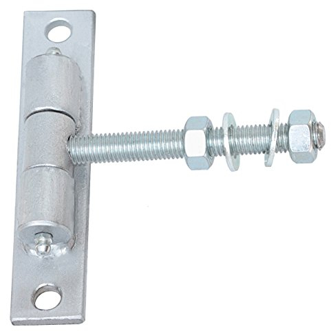 Torangel einstellbar Torscharnier Hängscharniere Gewinde M12 L100 mm Pulverbeschichtet mit Anschraubblech Silber