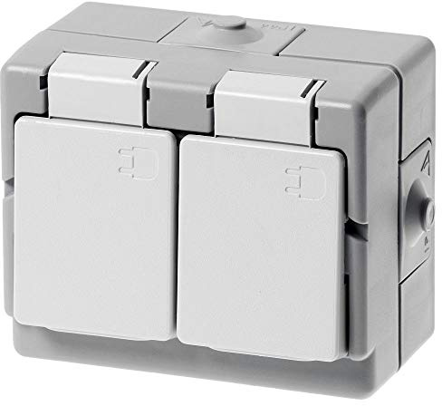 Kopp 130248006 Schutzkontakt-Steckdose 2-fach, Aufputz-Feuchtraum Standard