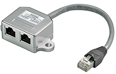 Goobay Netzwerk Adapter (Cat 5 Ethernet und ISDN RJ45 Stecker auf 2x RJ45 Buchse) silber