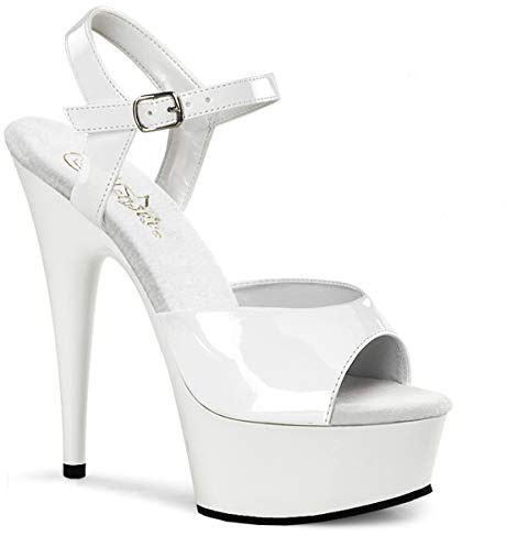 Pleaser DELIGHT-609, Damen Plateausandalen, Weiß (Weiß), 41 EU