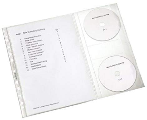Leitz Prospekthüllen-Set mit je 2 CD-Klappen, 5 Stück, A4 Format, Farblos mit matter Oberfläche, 0,13 mm PP-Folie, Dokumentenecht, 47613003