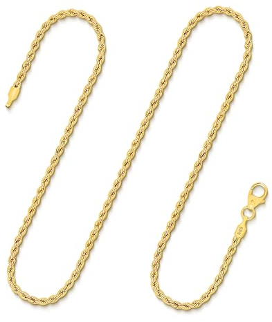 EDELIND Goldkette Damen 585 333 Echtgold - Kordelkette 2.1 mm auch 375, 750 Gelbgold - Halskette für Frauen & Herren mit Geschenkbox