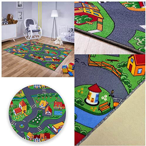 MDEKOR – Tapis de Jeu pour Chambre d’Enfant 140 x 200 cm, Motif Route de Voiture, Parfait pour garçons, Filles, Tout-Petits, décoration ludique et colorée