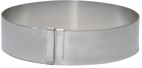 de Buyer Round Expandable Cake Frame - 1.75” Height - Adjusts to Accommodate 7-14” Cakes - Easy to Use & Clean - Made in France