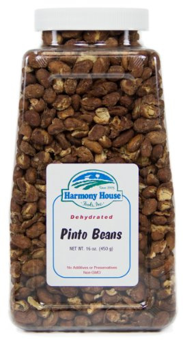 Harmony House Foods TRUE Dehydrated Pinto Beans - Easy Cook (16 oz, Quart Size Jar)