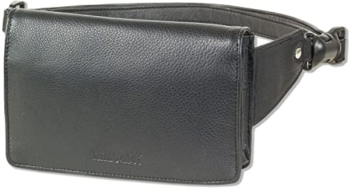 Kompakte Bauchtasche von Rimbaldi Slim-Modell Weiches Rind-Nappaleder Schwarz