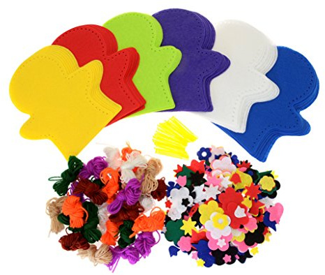 Scola Felt Hand Puppets, 30 Mini Kits, Assorted Colours and Accessories, Craft Projects, Children's Craft Projects, Ideal for Hobbyists and Kids