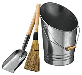 Seau + pelle + balayette acier galvanisé avec poignées bois