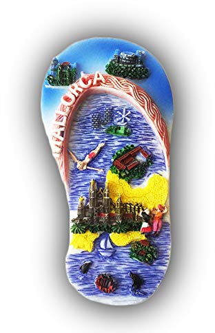 Mallorca Spanien 3D-Kühlschrankmagnet in Pantoffelform, Touristensouvenirs, Kunstharz, magnetische Aufkleber, Kühlschrankmagnet, Heim- und Küchendekoration aus China