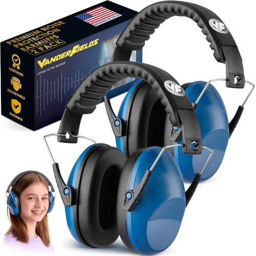 Vanderfields Ear Defenders Adults -26dB SNR-Marine Blue[2-Pack]-Protection Passive Noise Cancelling Headphones -Safety Earmuffs Ear Protectors - Hearing Protection Shooting - Ear Defenders Autism, DIY