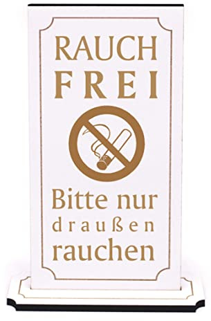 Rauchfrei Bitte nur draußen rauchen - Aufsteller Schild Nichtraucher Holz Graviert 10 x 20 cm | Dekolando