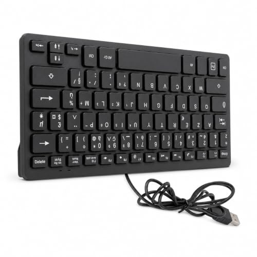 Elprico Ultradünne Tastatur mit 78 Tasten, Kabelgebundene -Mute-Tastatur, USB-Schnittstelle, Desktop-Computer, Computertastatur für Russisch, Französisch und