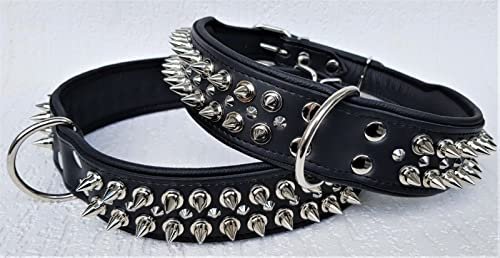 Hunde Halsband - Halsumfang 62-73cm/50mm Nieten-Stacheln * Schwarz* Echt Leder