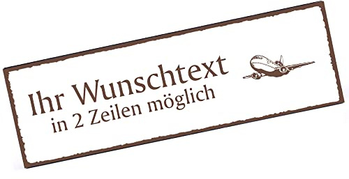 Türschild Flugzeug Namensschild personalisiert mit Gravur- 150mm x 50mm - selbstklebend