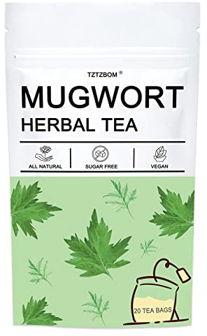 TZTZBOM Mugwort Tea Bags, Mugwort leaves 20 Teabags, 2g/bag, Caffeine Free, Natural Herbal Tea