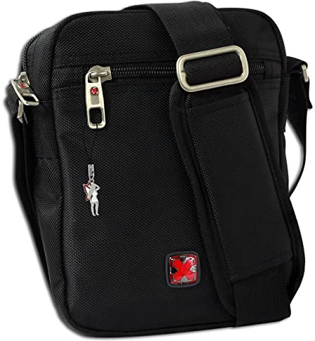 Travel N Meet Damen Herren Umhängetasche Tasche schwarz Polyester 17x5x22 OTD4203S Polyester Umhängetasche