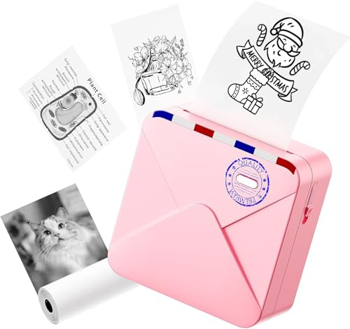 Omezizy Mini Sticker Drucker Fotodrucker für Smartphone-M02S Plottermaschine,Thermodrucker Bluetooth Fotodrucker&Etikettendrucker für DIY Erstellung,Studiennotizen,Geschenke