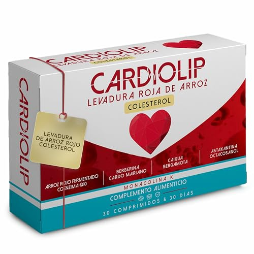 CARDIOLIP® | Levadura de Arroz Rojo | 2,9 mg de Monacolina K | Arroz Rojo | 8 ingredientes activos que incluyen: Coenzima Q10, Auricularia, Cardo mariano, Astaxantina, Shitake | 30 Cpr