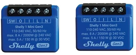 SHELLY WLAN-Schaltaktor 1 Mini Gen 3, blau, 2 Stück