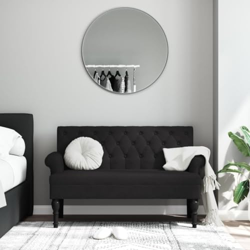 Festnight Sitzbank mit Rückenlehne Sofabank mit Armlehne 2 Sitzer Sofa Küchensofa Esszimmerbank Polsterbank Retro Loungesofa Essbank Loungebank Stoffsofa Flurbank Küchenbank Bank Küche Schwarz