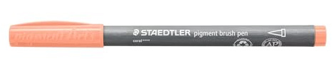 STAEDTLER Pigment Brush Pen 371 – Koralle, 10 Stück | Pinselspitze, Multi Ink Tusche, wasserfest & lichtbeständig – Erwachsene – Art.-Nr. 371-420