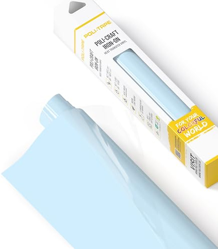 POLI-FLEX® TURBO® - Transferfolie für Textilien - Flexfolie zum Aufbügeln, Plotterfolie für DIY Shirts, Eisblau matt, 30,5 cm x 122 cm