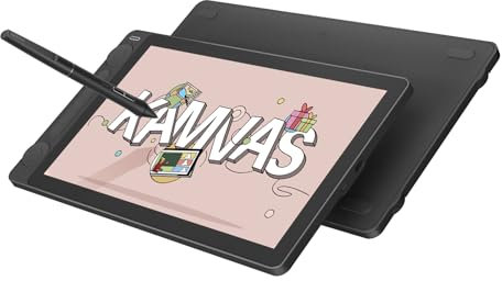 HUION Kamvas 13 Gen3 2024 Tablette Graphique avec Écran, Tablette de Dessin 13.3 avec Verre Canvas Anti-Étincelles, Pentech 4.0, Pression du Stylet 16384, Double Molette pour PC, Mac, Android, Noir